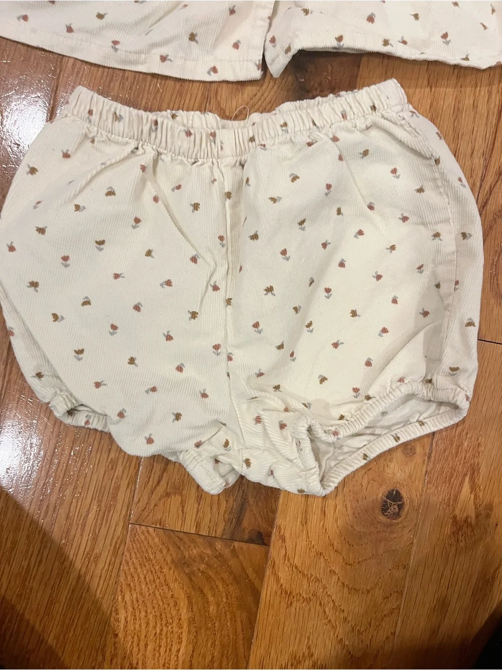 H & m organic cotton Cream Button-Front Baby Dress Set with Tiny Floral Print